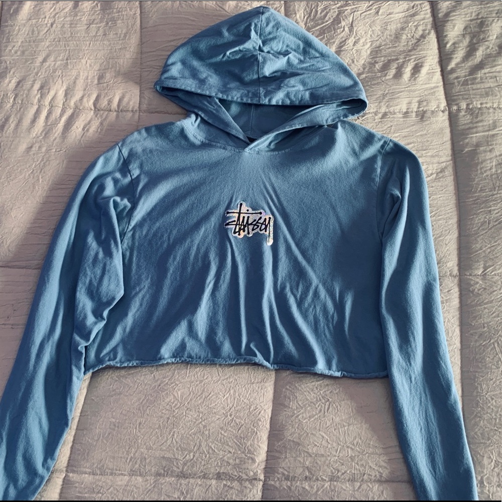 Stüssy Blue Cropped Hoodie